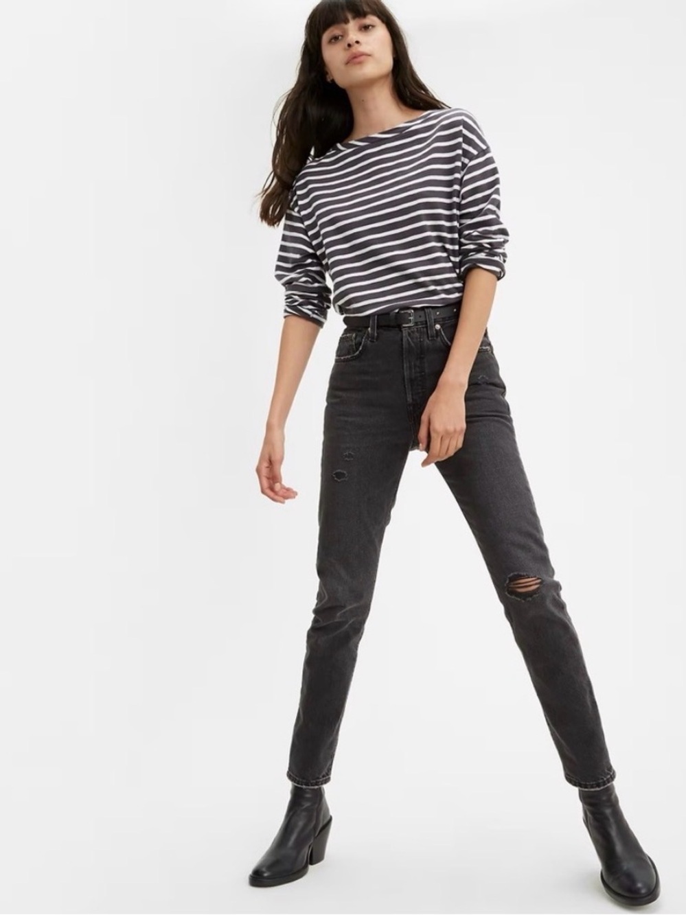 Levi's Premium 501 S Skinny High Rise Jeans in Washed Black Size W  27 L 28